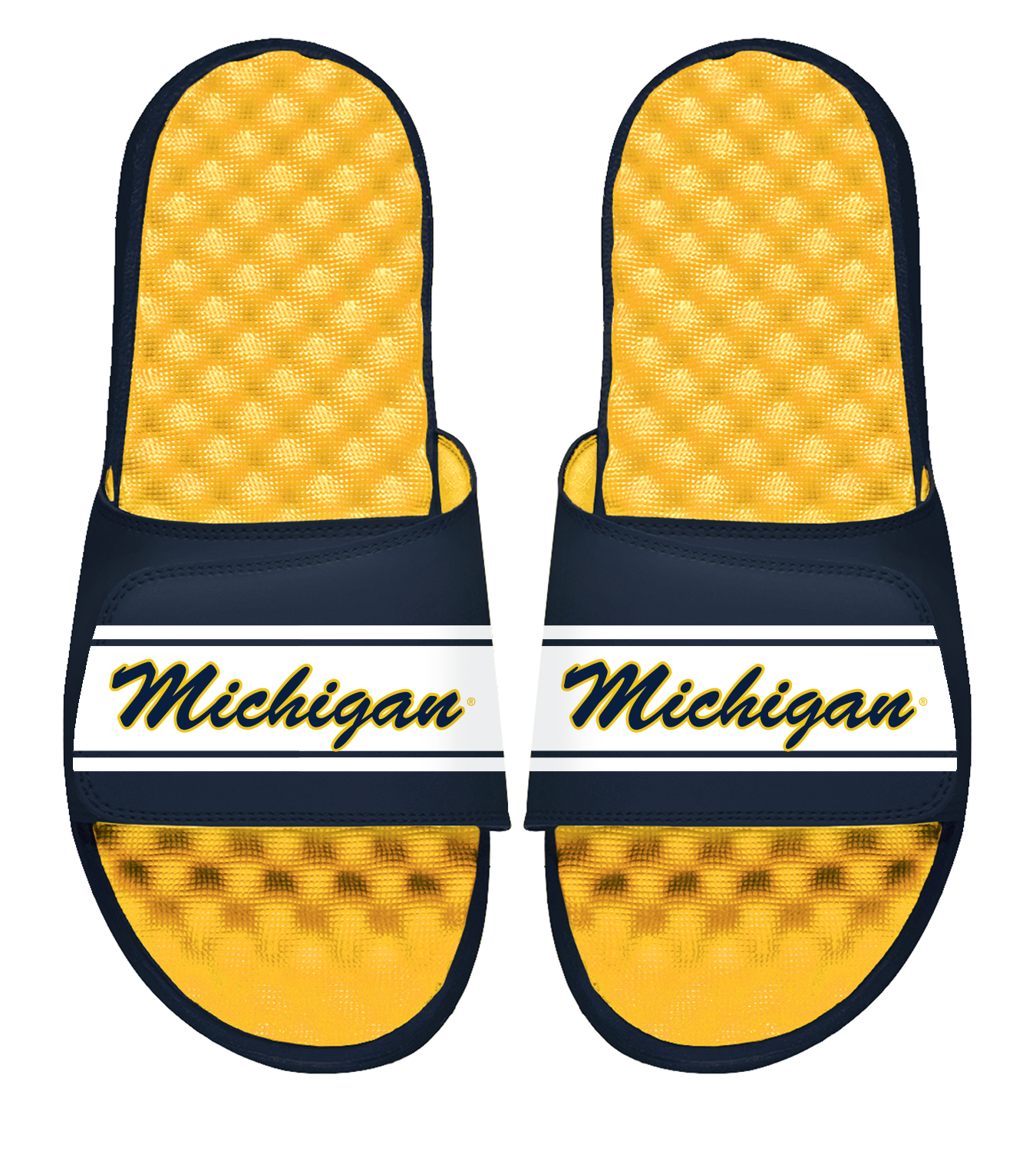 Michigan Wordmark Stripe Maize Slides