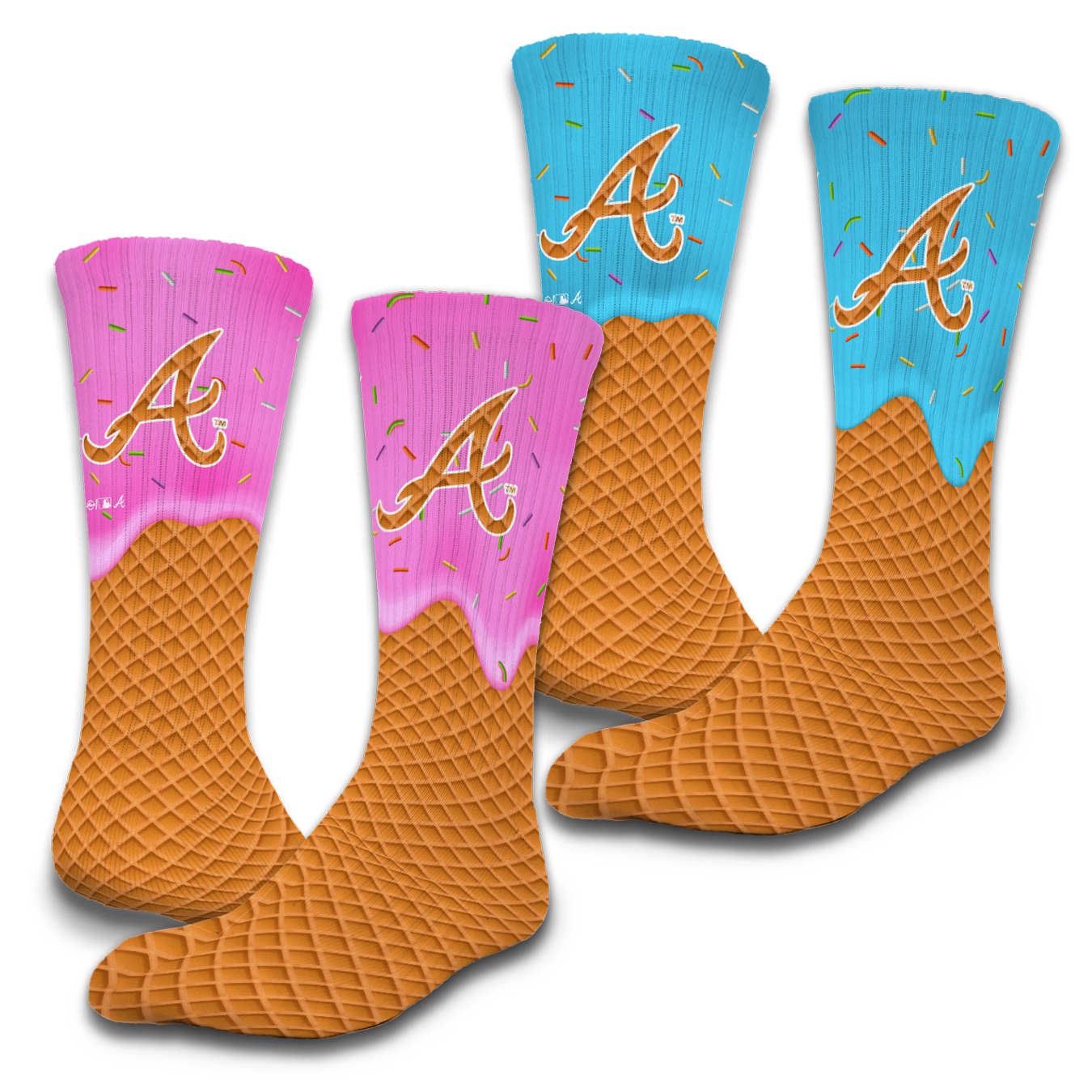 Atlanta Braves Ice Cream Drip 2-Pack Lifestyle Crew Socks