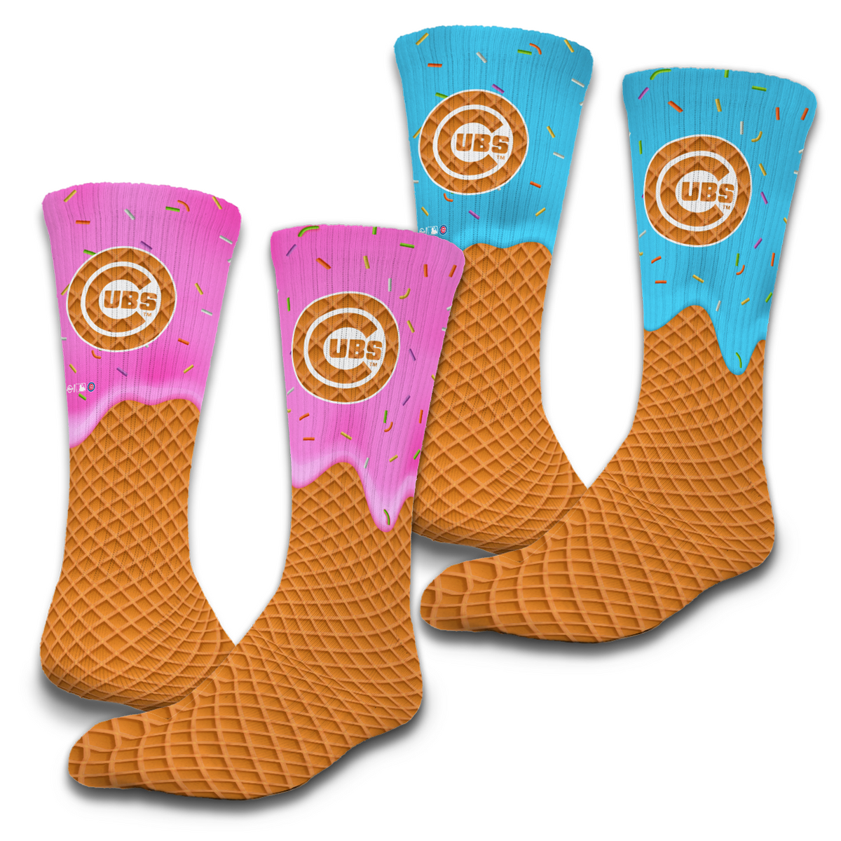 Chicago Cubs Ice Cream Drip 2-Pack Lifestyle Crew Socks
