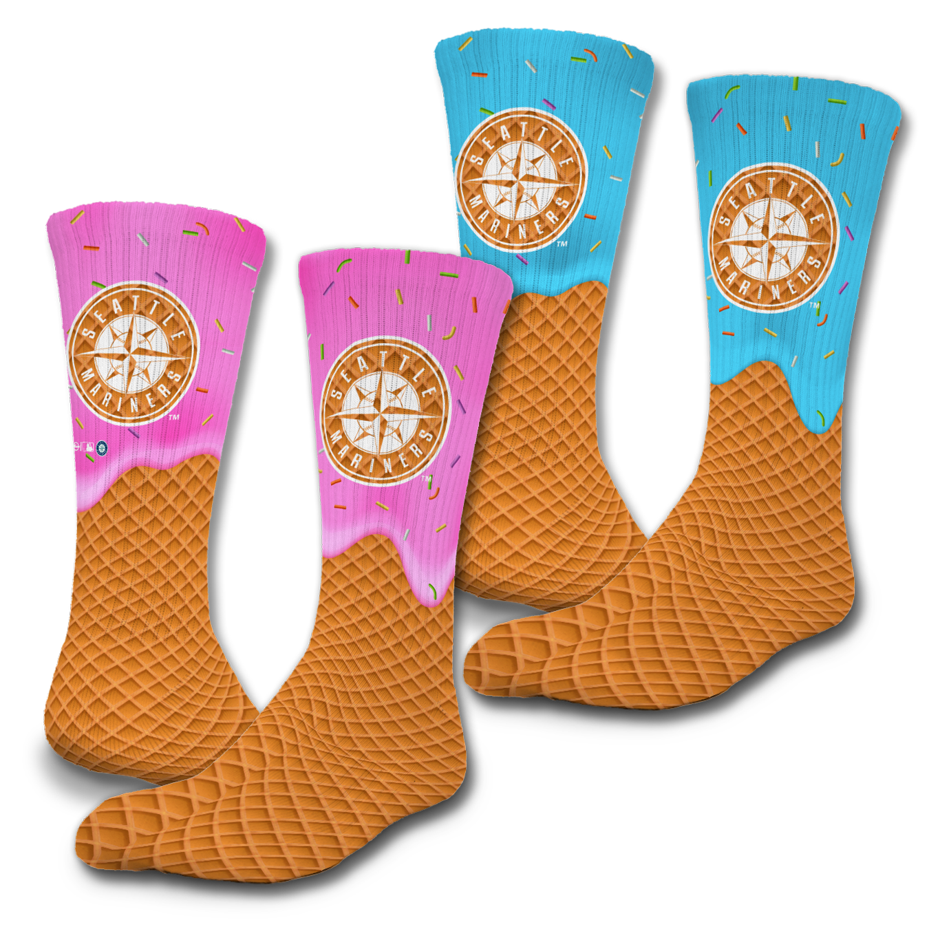 Seattle Mariners Ice Cream Drip 2-Pack Lifestyle Crew Socks