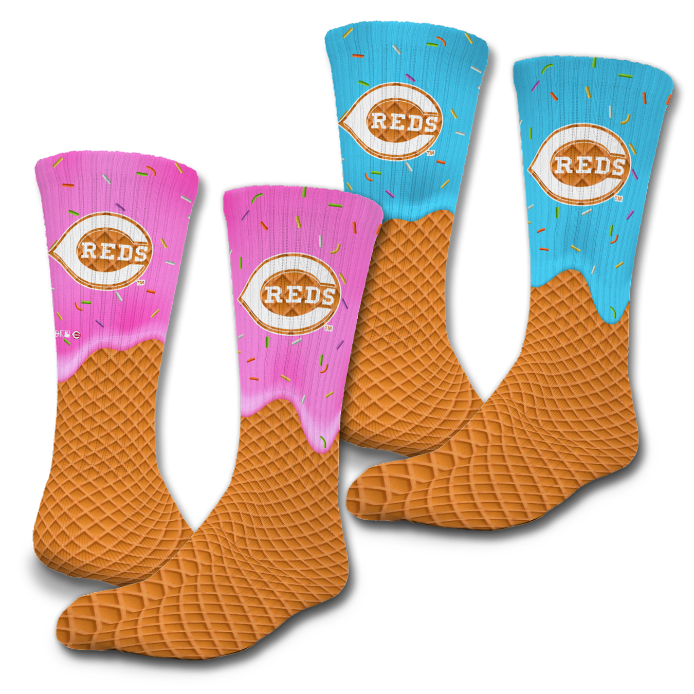 Cincinnati Reds Ice Cream Drip 2-Pack Lifestyle Crew Socks
