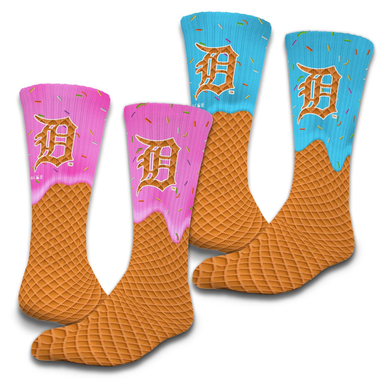 Detroit Tigers Ice Cream Drip 2-Pack Lifestyle Crew Socks