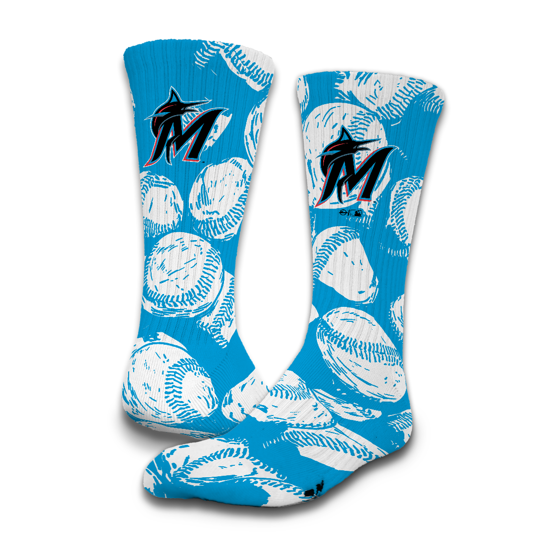 Miami Marlins Baseball Pattern Socks