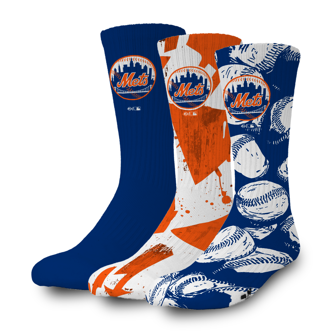 New York Mets Primary 3 Pack Lifestyle Sock
