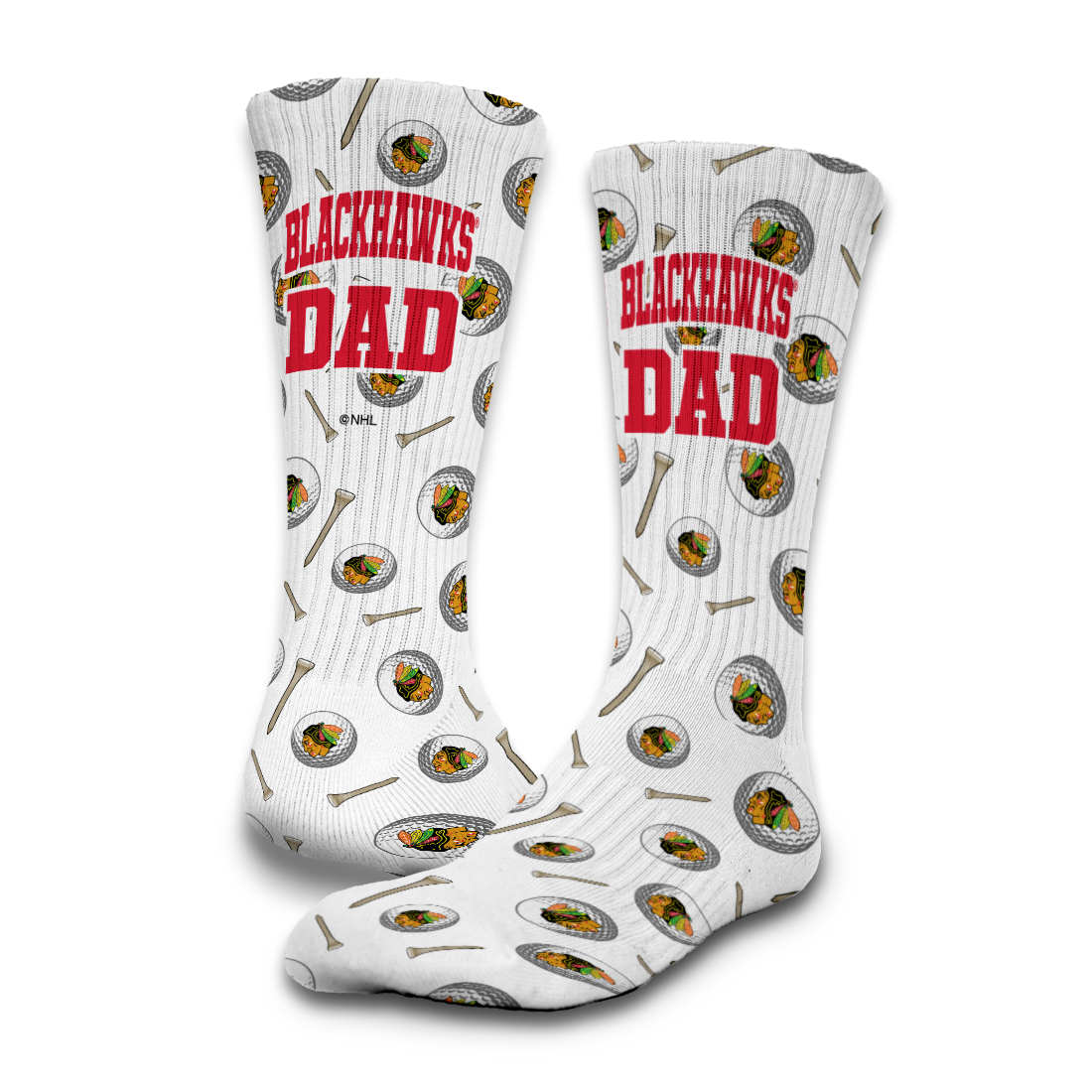 Chicago Blackhawks Golf Dad Father's Day Slide &amp; Sock Bundle