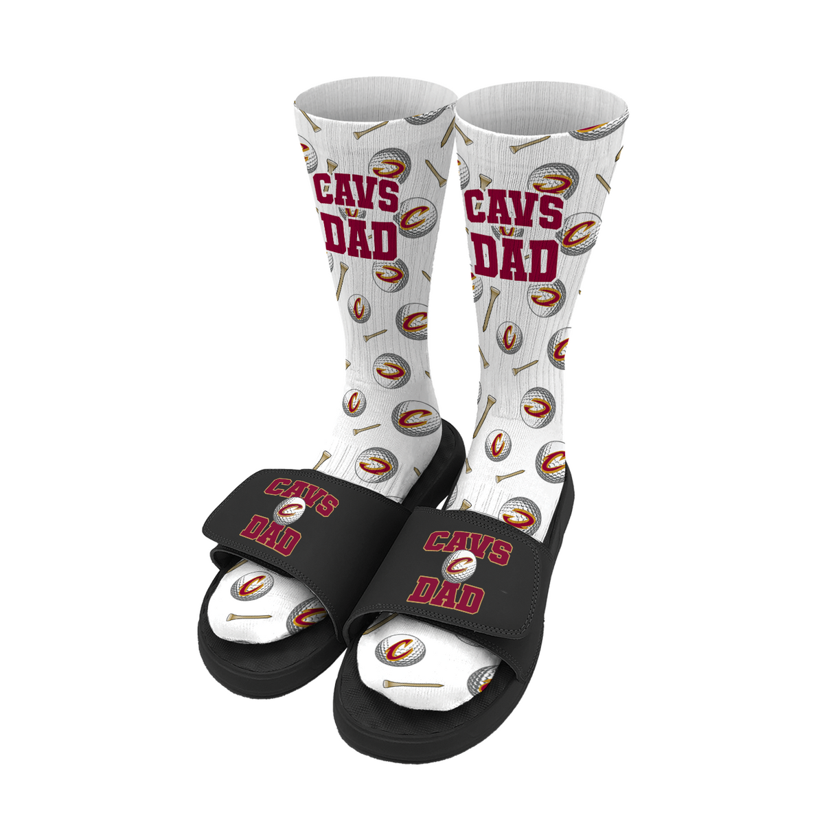 Cleveland Cavaliers Golf Dad Father's Day Slide &amp; Sock Bundle