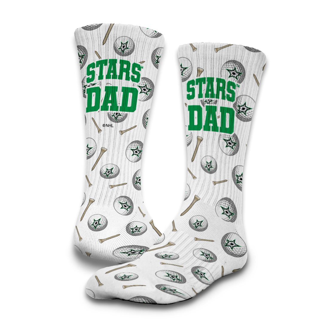 Dallas Stars Golf Dad Father's Day Slide &amp; Sock Bundle