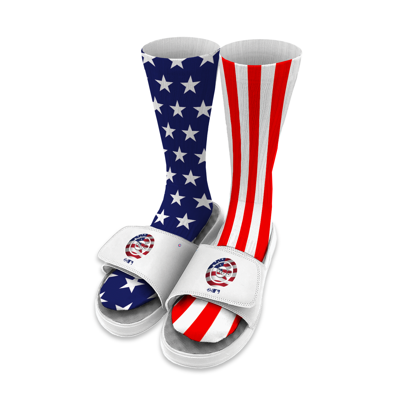 Chicago Cubs USA Americana Slide and Sock Bundle