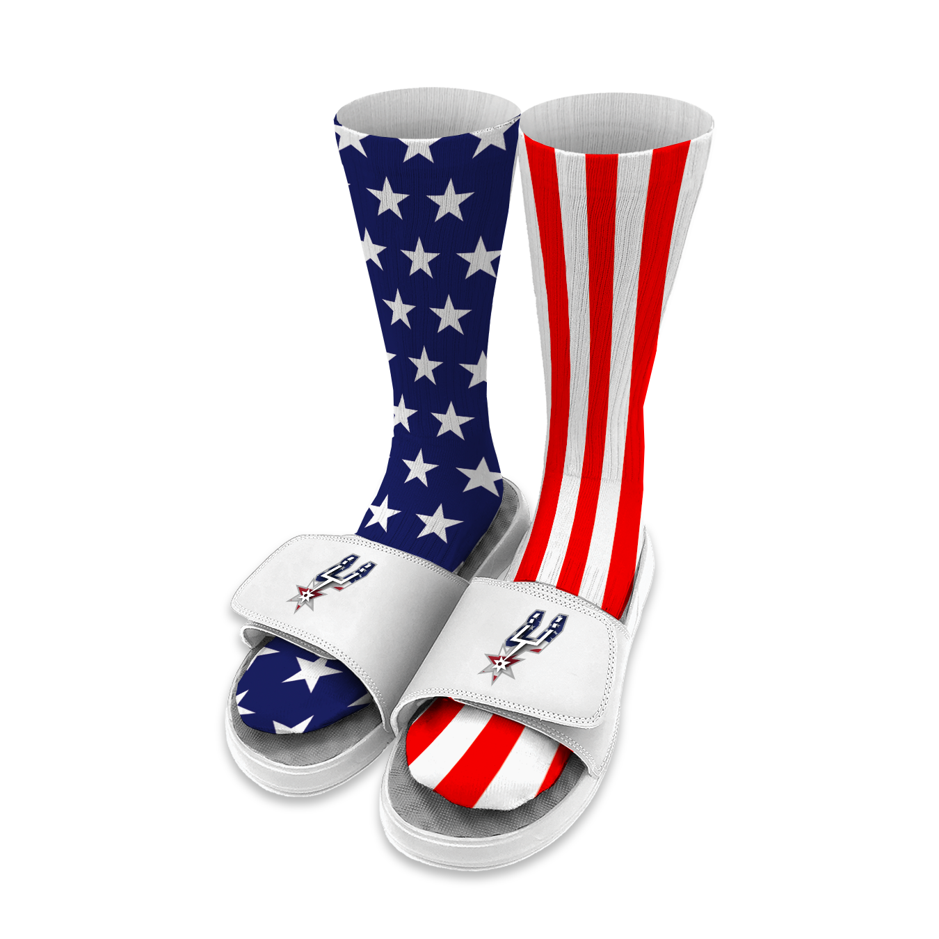 San Antonio Spurs USA Americana Slide and Sock Bundle