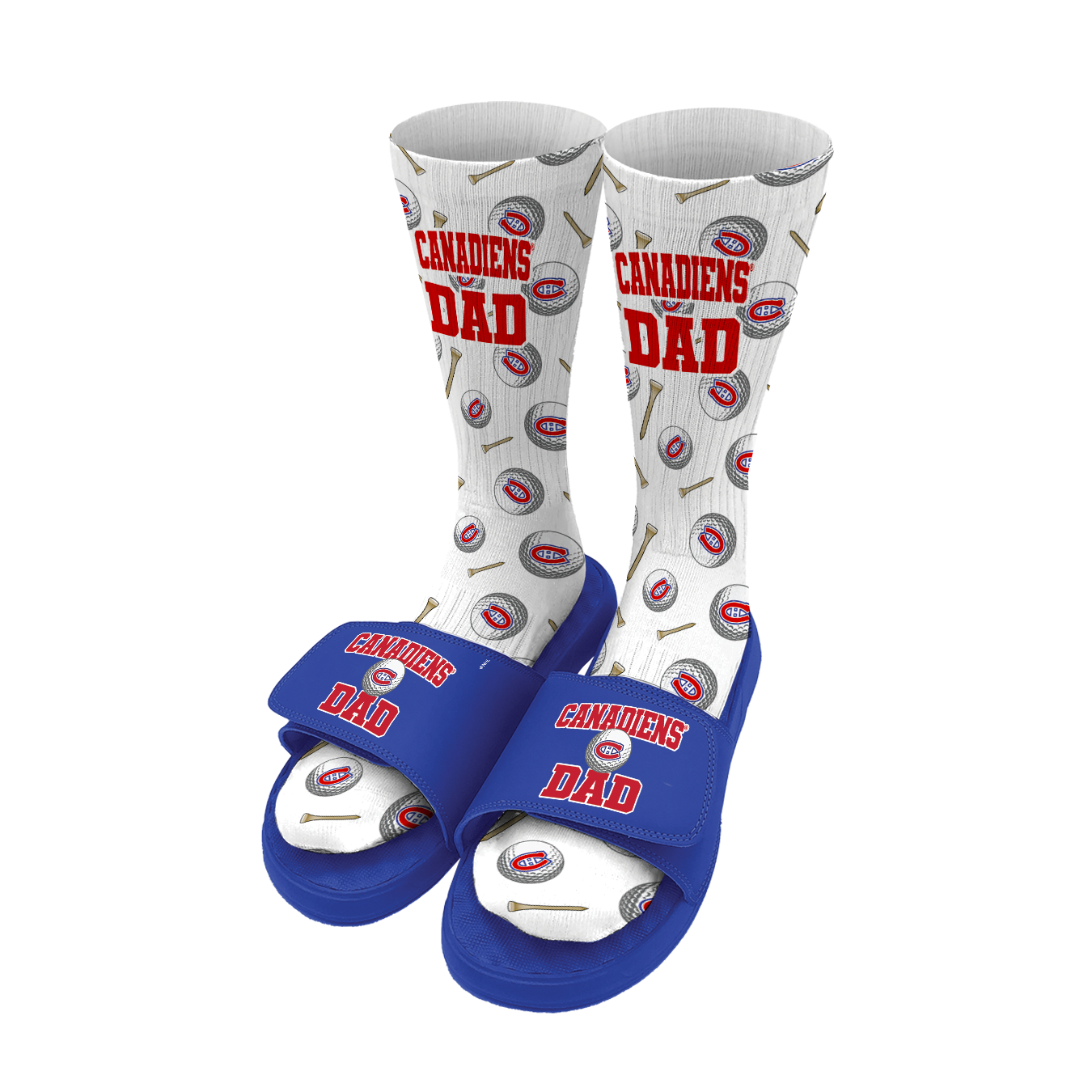 Montreal Canadiens Golf Dad Father's Day Slide & Sock Bundle