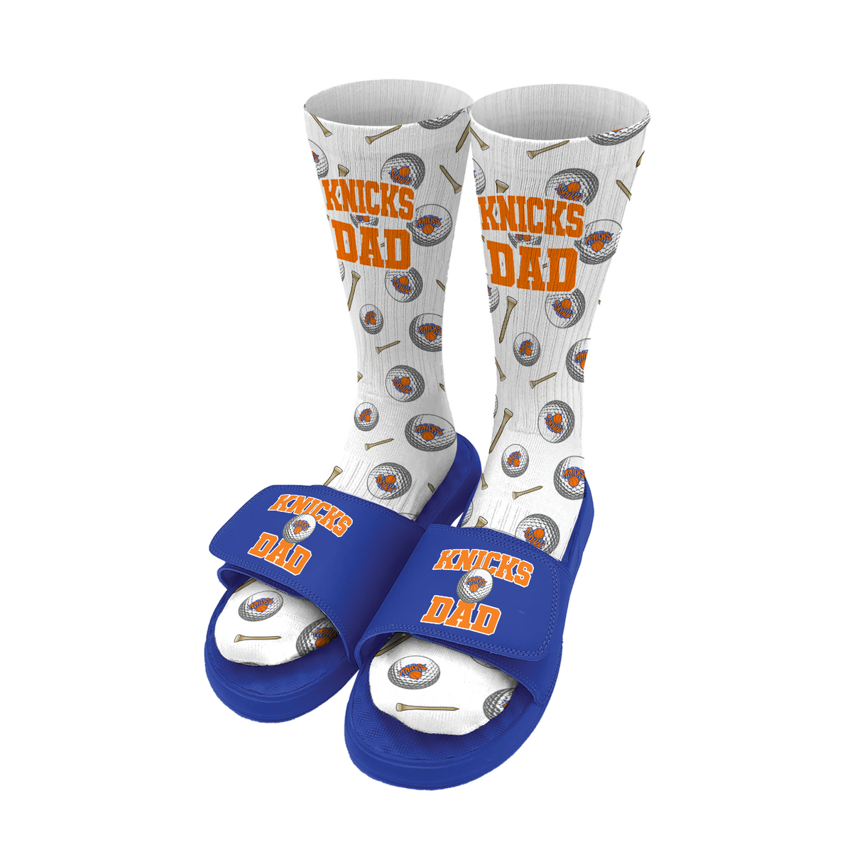 New York Knicks Golf Dad Father's Day Slide &amp; Sock Bundle
