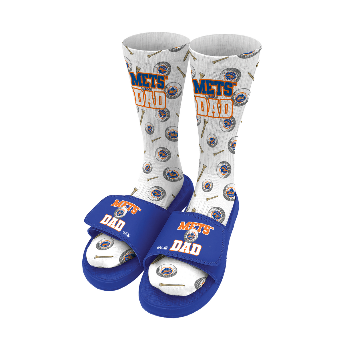 New York Mets Golf Dad Father's Day Slide &amp; Sock Bundle