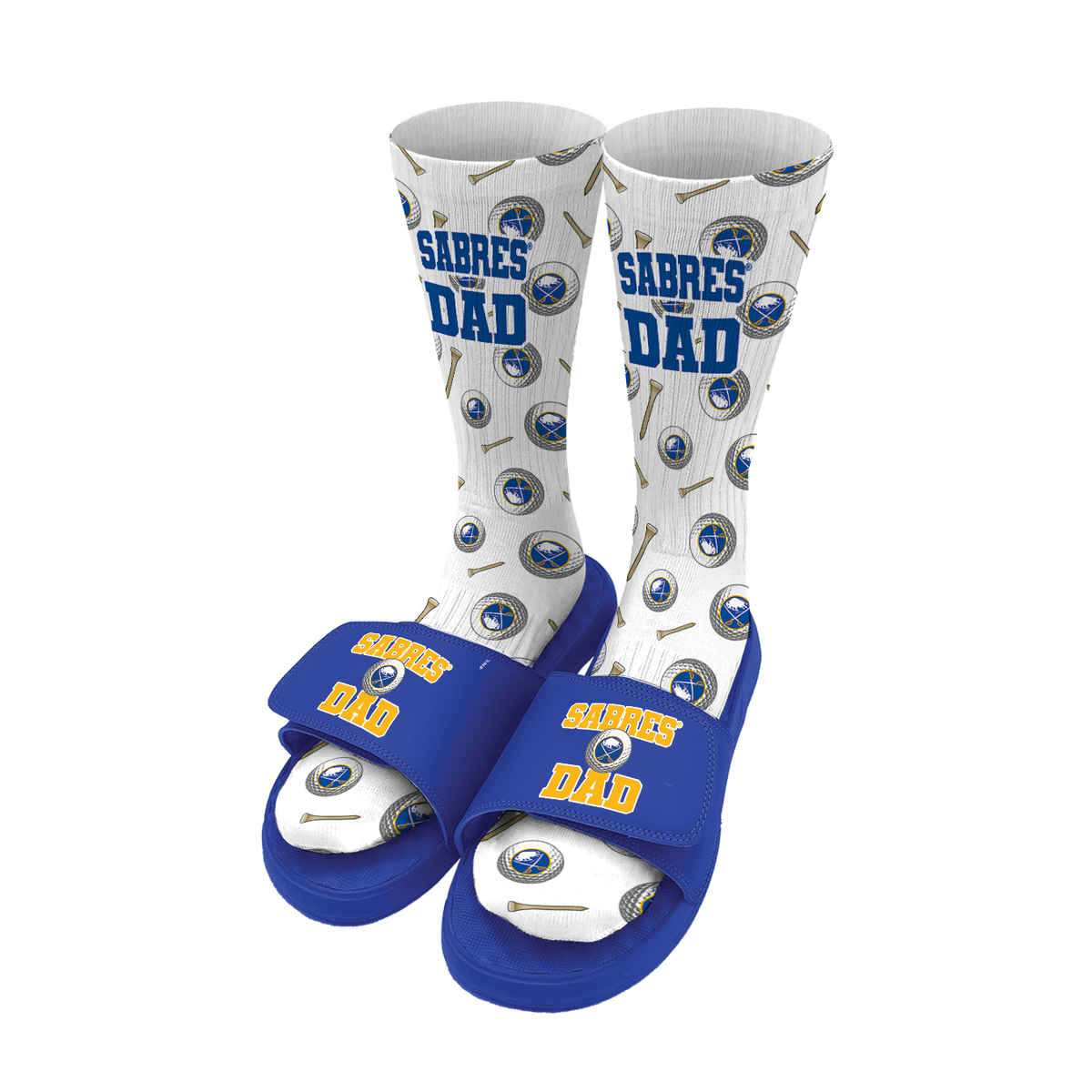 Buffalo Sabres Golf Dad Father's Day Slide &amp; Sock Bundle