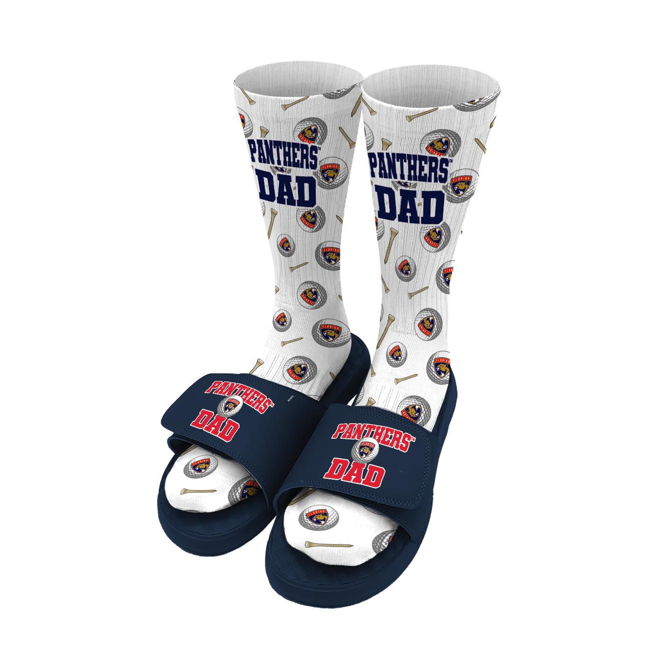 Florida Panthers Golf Dad Father's Day Slide & Sock Bundle