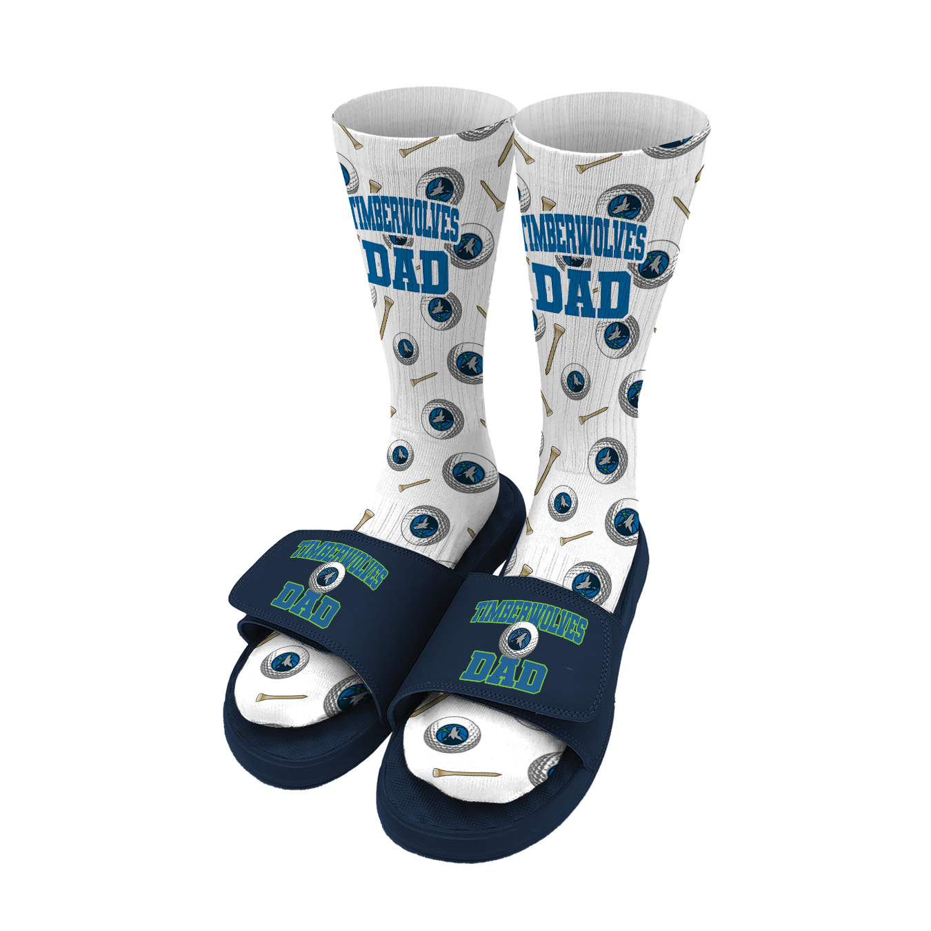 Minnesota Timberwolves Golf Dad Father's Day Slide & Sock Bundle