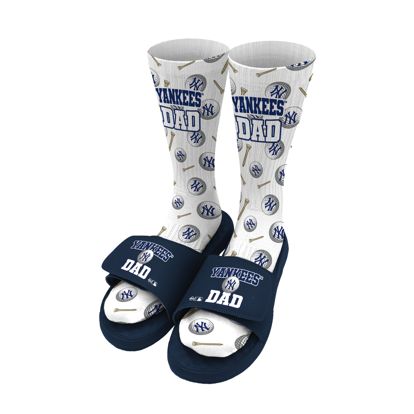 New York Yankees Golf Dad Father's Day Slide & Sock Bundle