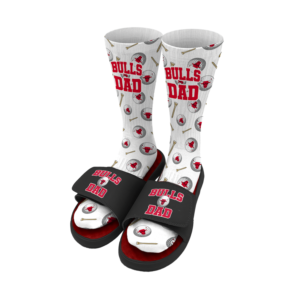Chicago Bulls Golf Dad Father's Day Slide &amp; Sock Bundle