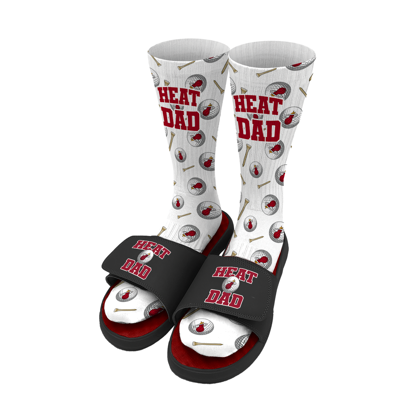 Miami Heat Golf Dad Father's Day Slide & Sock Bundle
