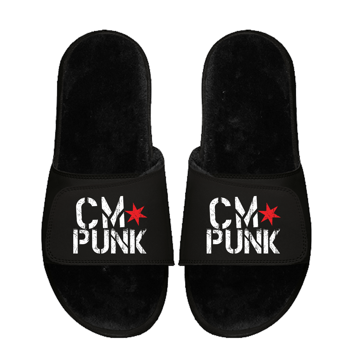 CM Punk Black Fur Slides