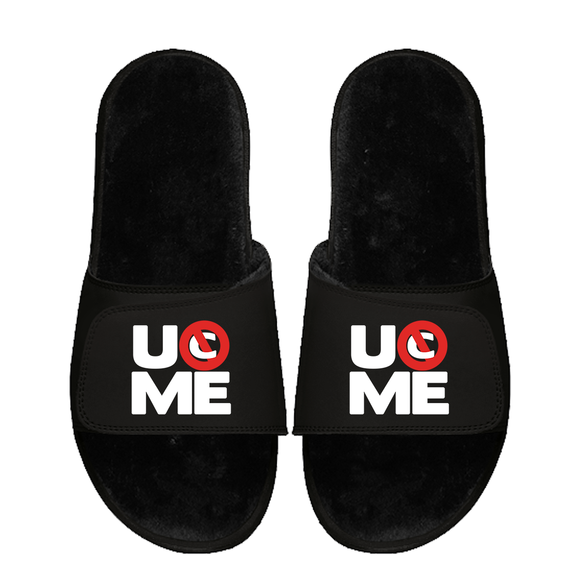 John Cena Black Fur Slides