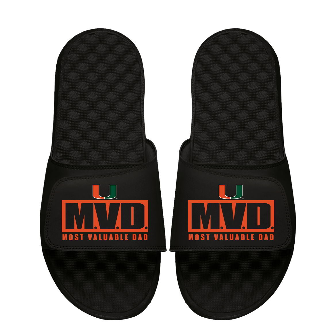 Miami Hurricanes Most Valuable Dad Father's Day Slide Sandals