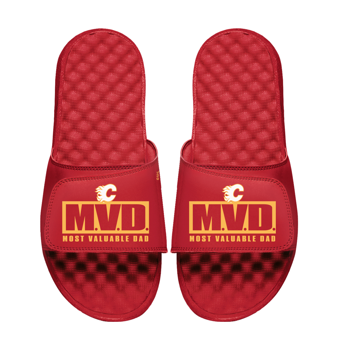 Calgary Flames Most Valuable Dad Father's Day Slide Sandals