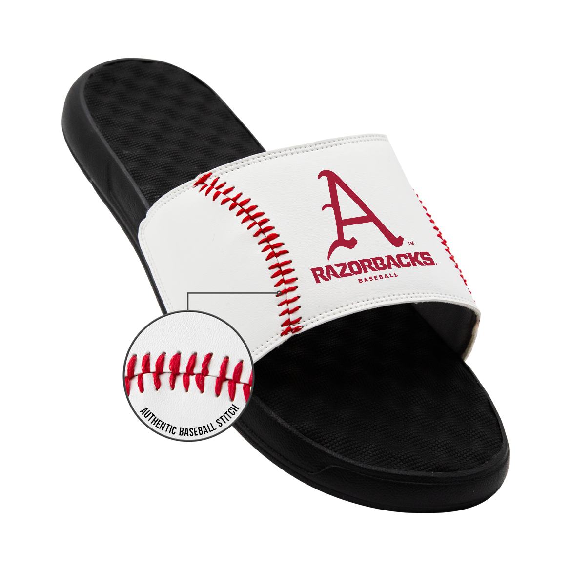 Arkansas Razorbacks Baseball Stitch Slide Sandals