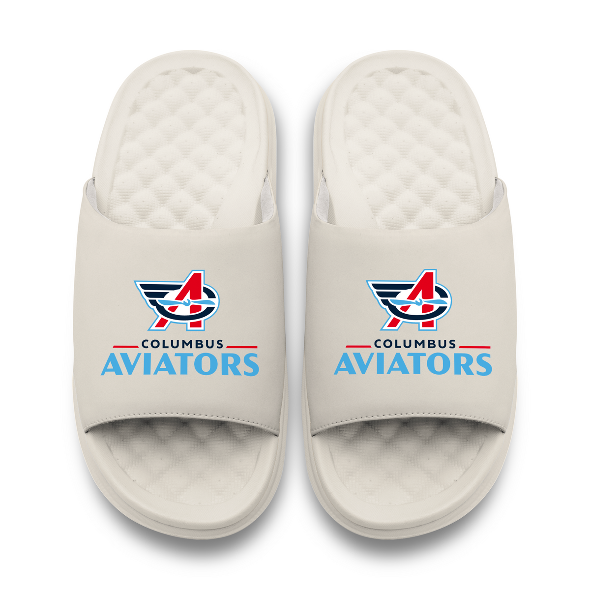 Columbus Aviators Primary Logo Stack Motive Slide Sandals