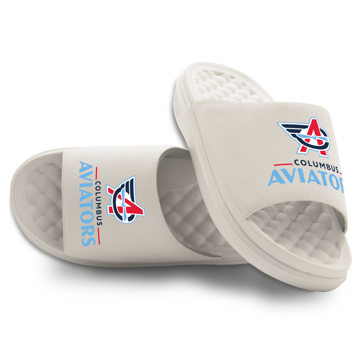Columbus Aviators Primary Logo Stack Motive Slide Sandals