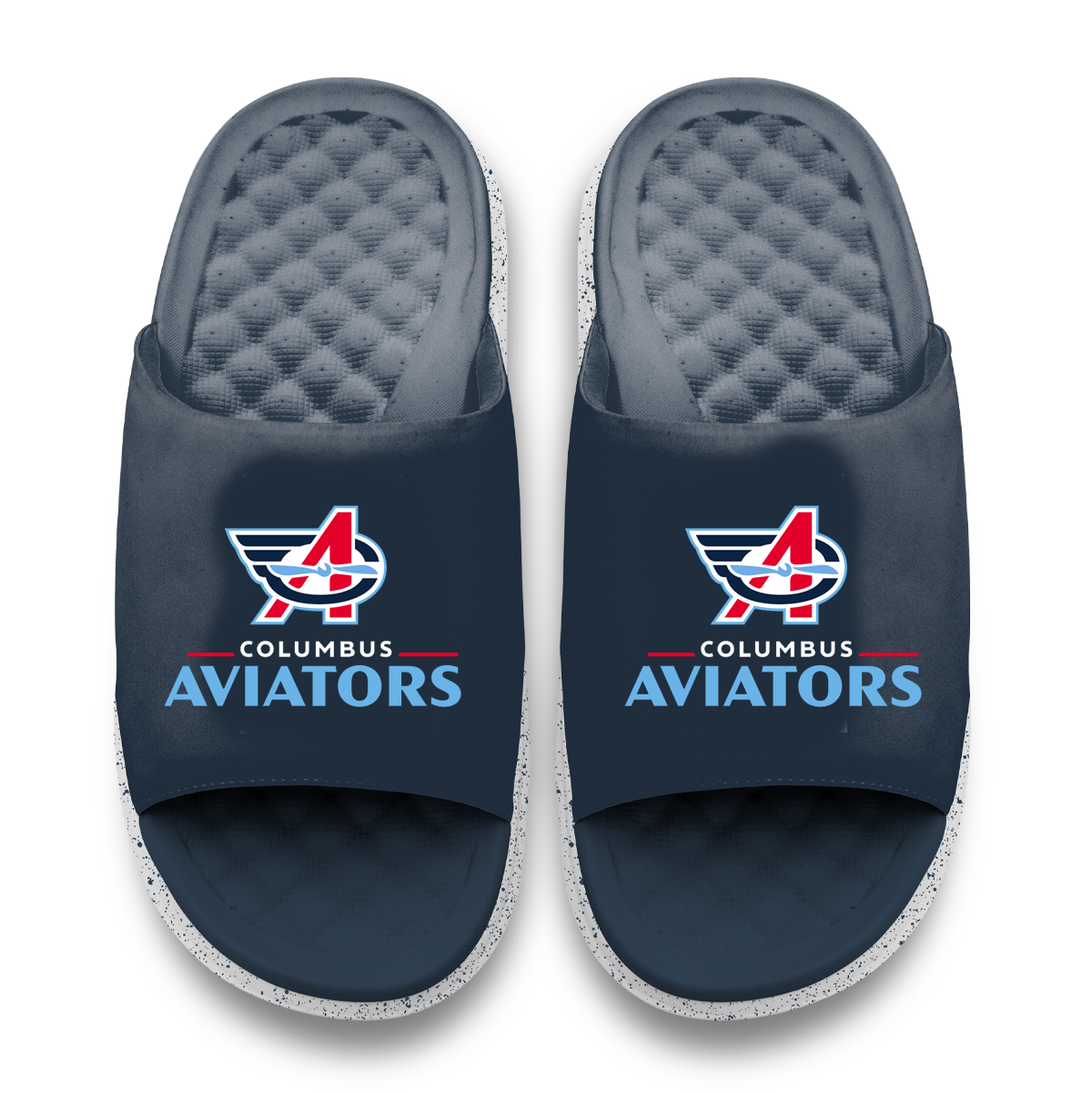 Columbus Aviators Primary Logo Stack Motive Slide Sandals