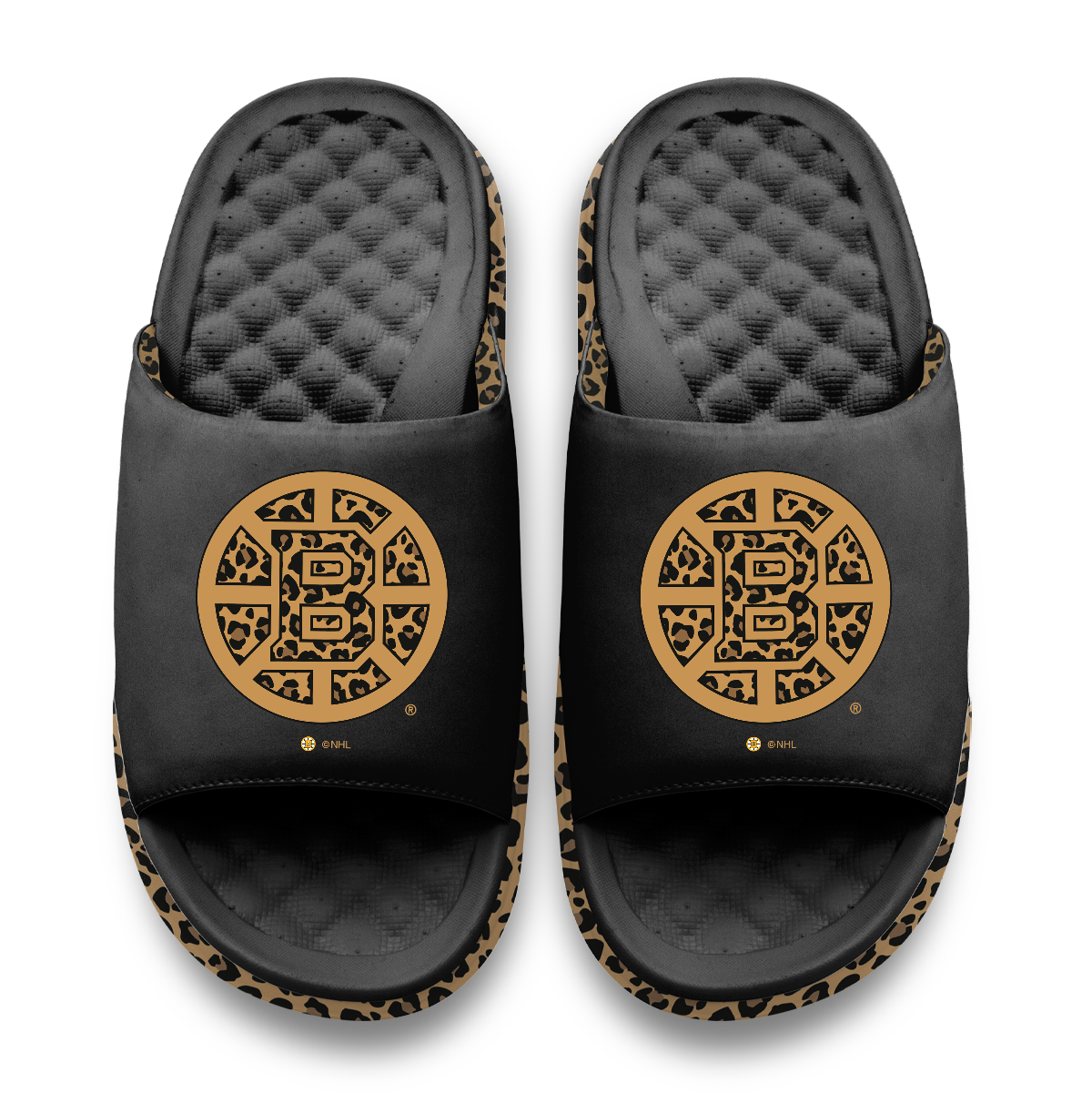 Boston Bruins Cheetah Dip Motive Slide Sandles
