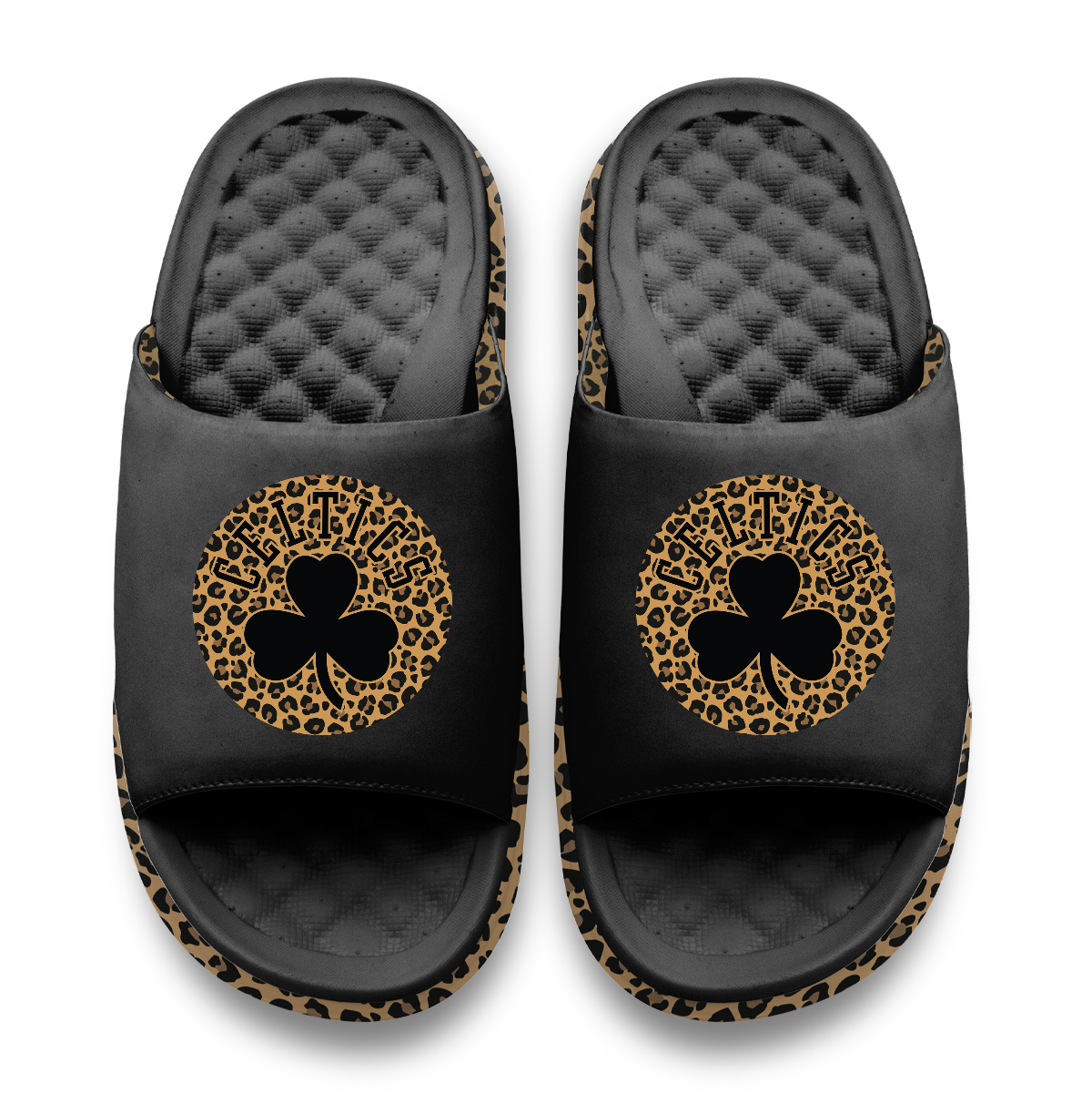 Boston Celtics Cheetah Dip Motive Slide Sandles