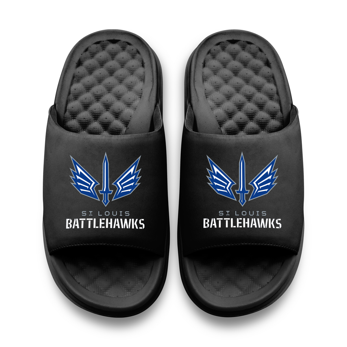 St. Louis Battlehawks Primary Logo Stack Motive Slide Sandals