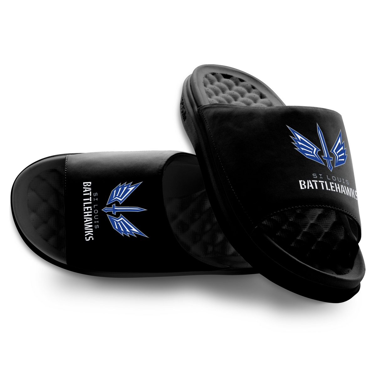 St. Louis Battlehawks Primary Logo Stack Motive Slide Sandals