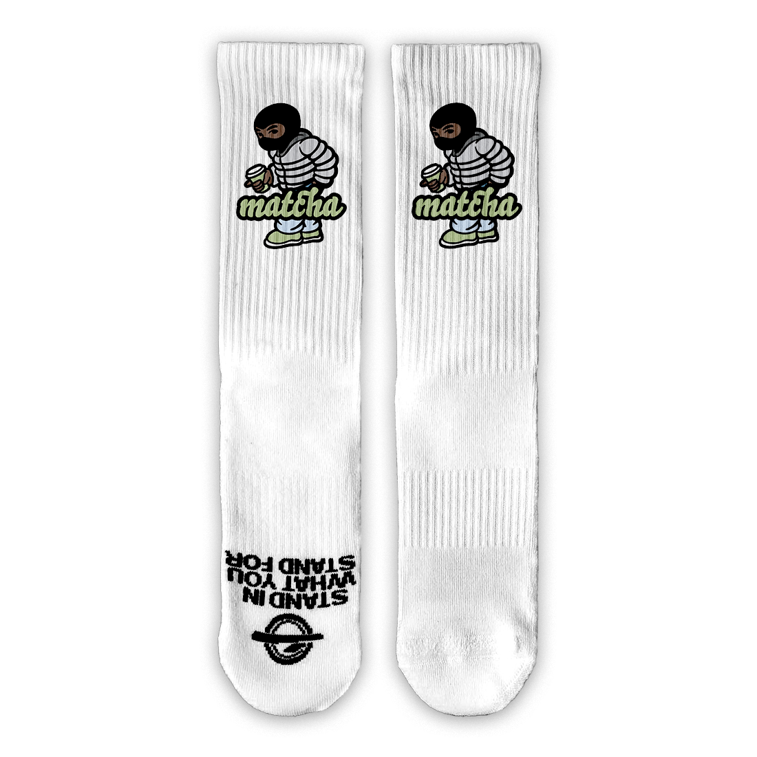 Matcha Stacked Caricature Lifestyle Sock