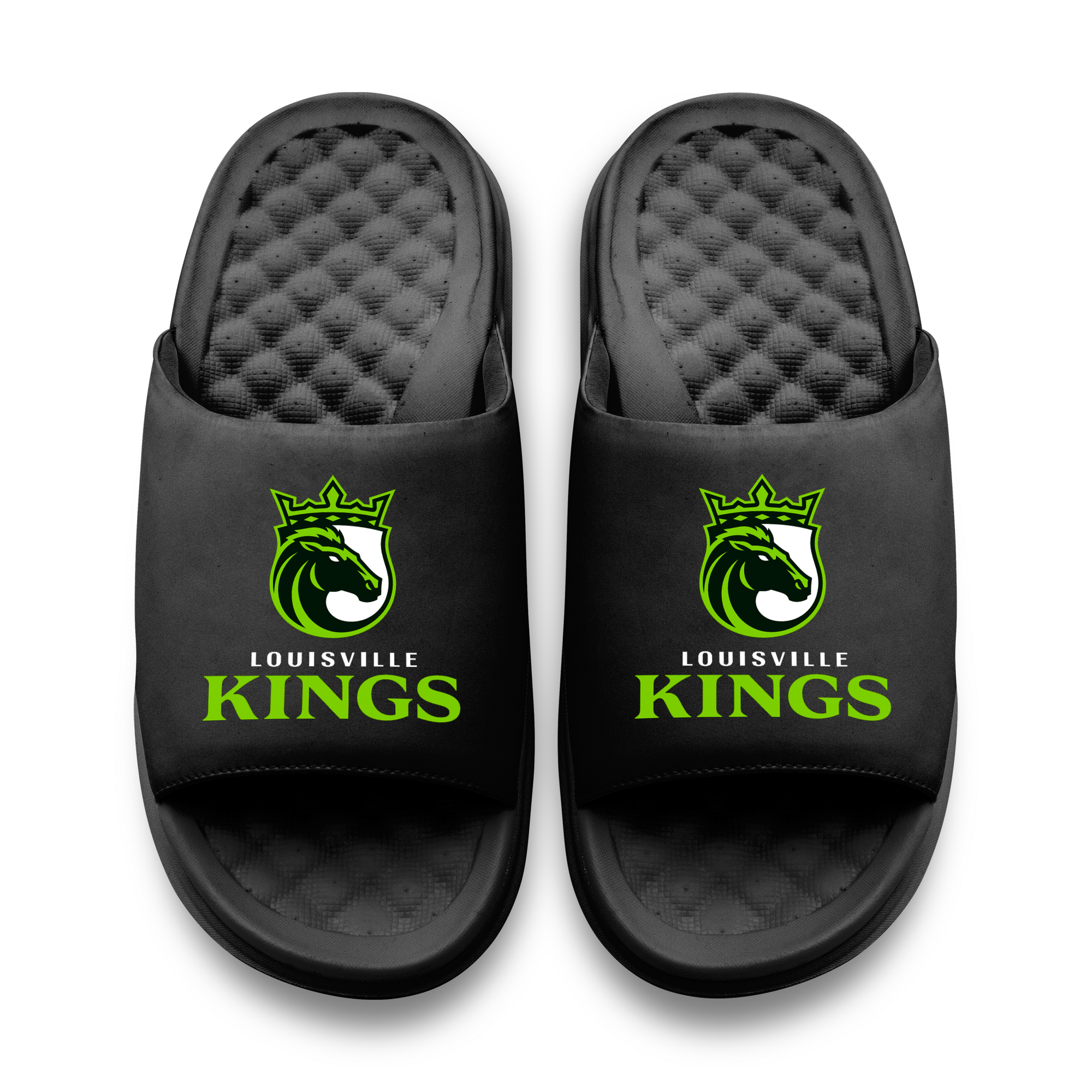 Louisville Kings Primary Logo Stack Motive Slide Sandals