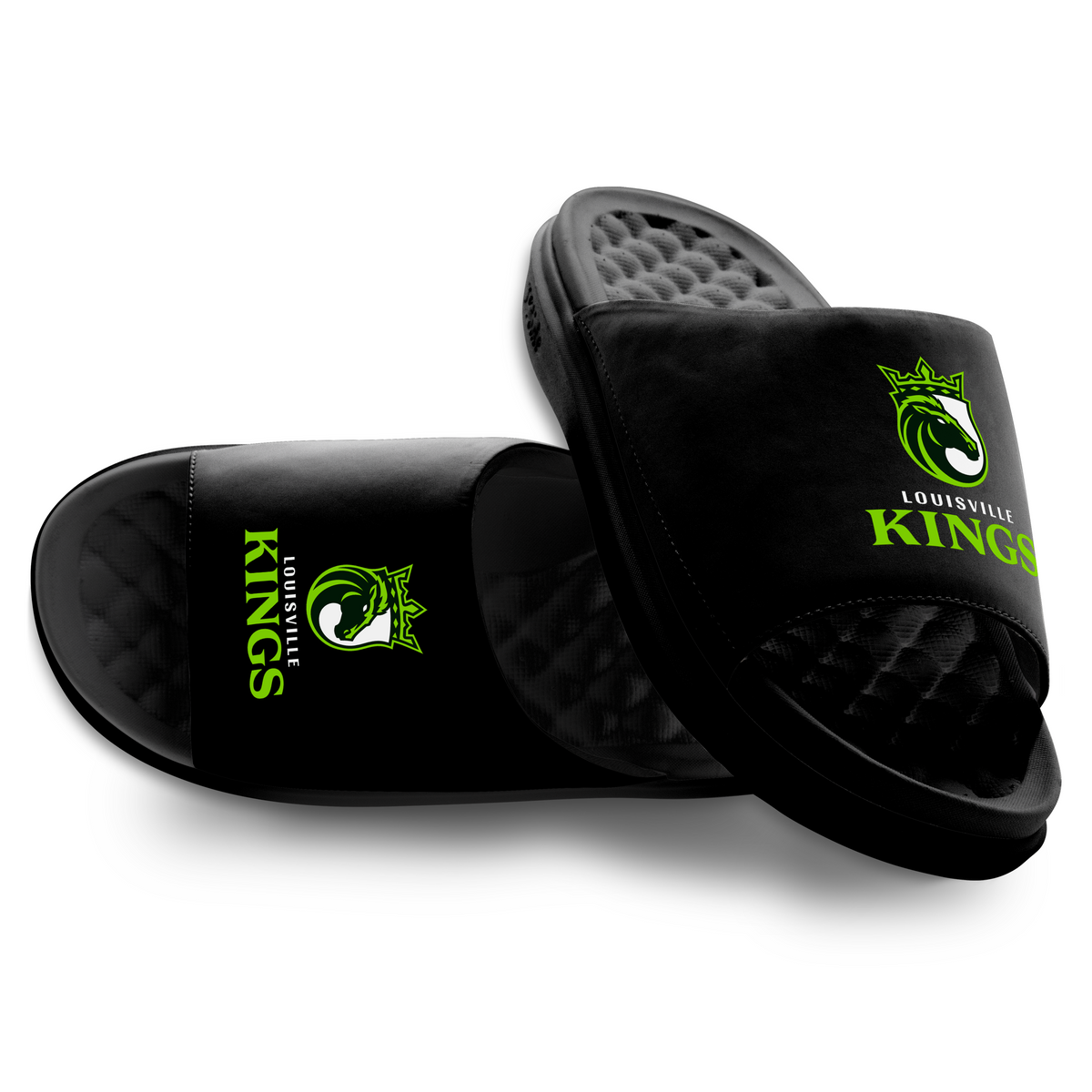 Louisville Kings Primary Logo Stack Motive Slide Sandals