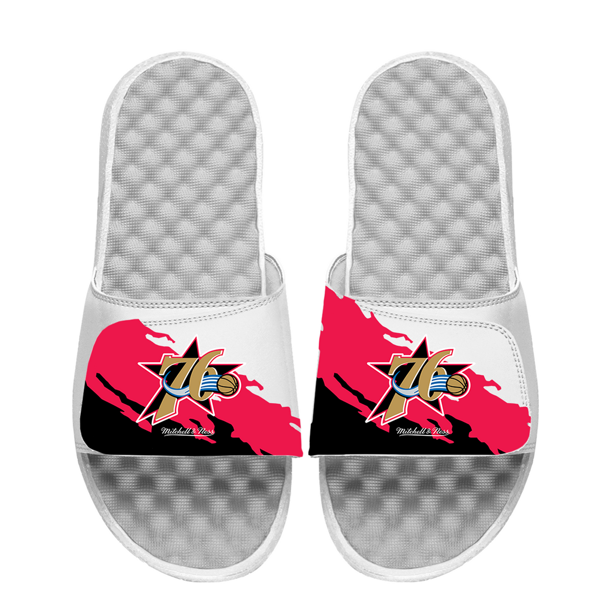 76ers Mitchell &amp; Ness Paint Stripe Slides