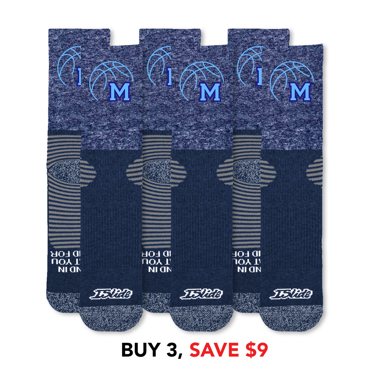 Medfield Basketball Athletic Sock 3 Pack