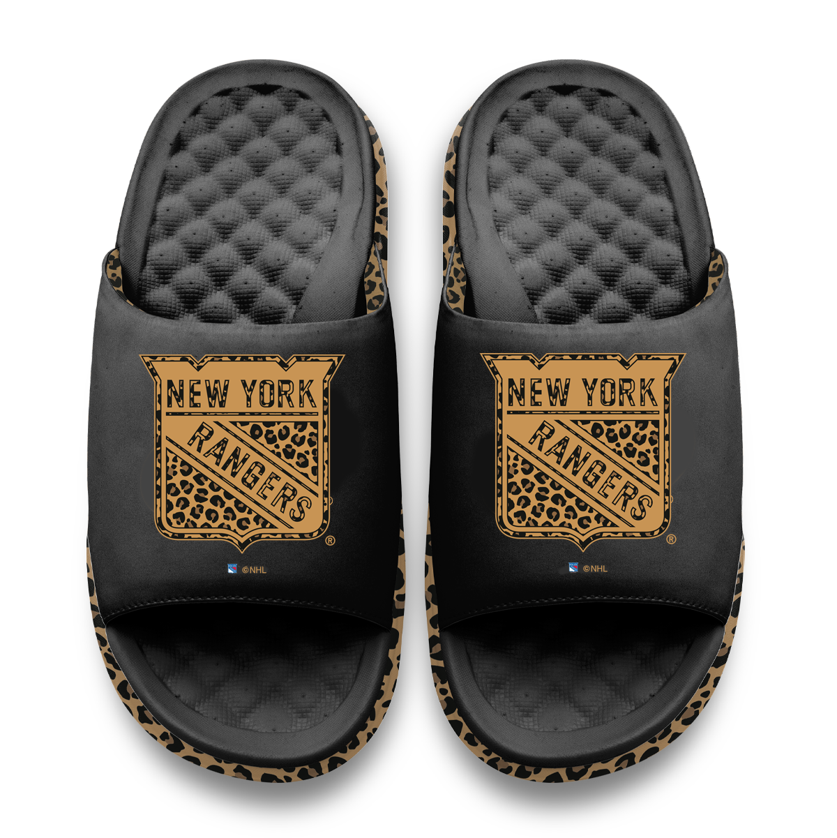 New York Rangers Cheetah Dip Motive Slide Sandles