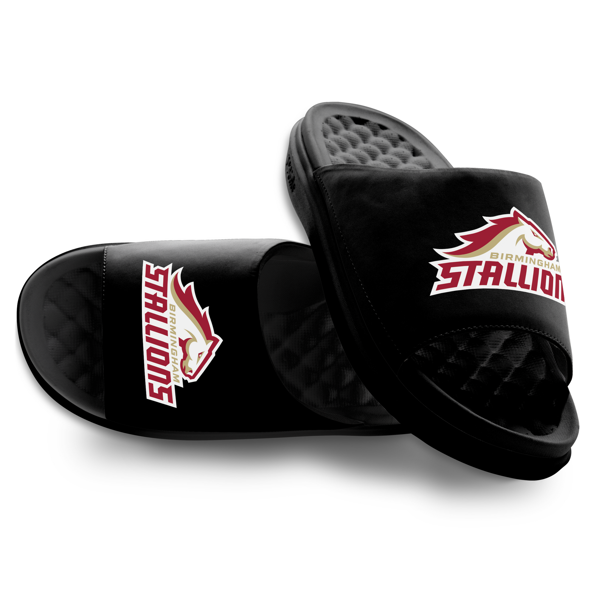 Birmingham Stallions Primary Logo Stack Motive Slide Sandals