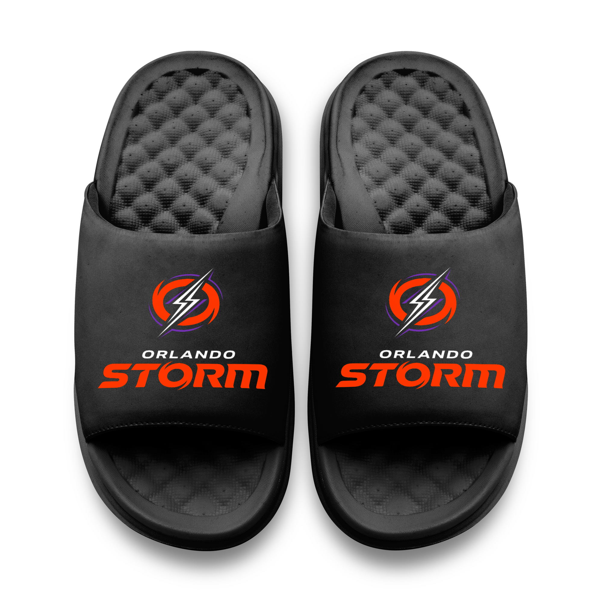 Orlando Storm Primary Logo Stack Motive Slide Sandals