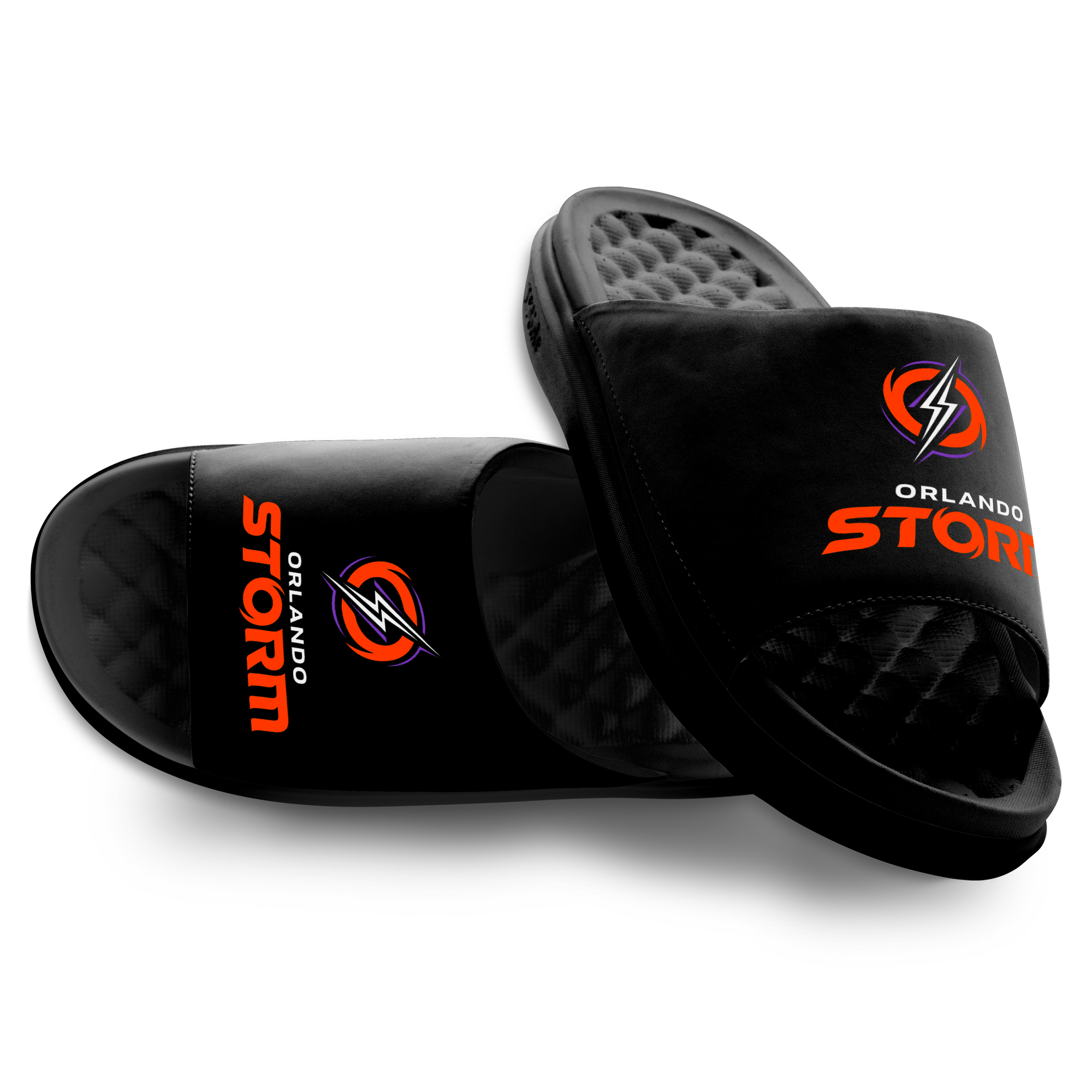Orlando Storm Primary Logo Stack Motive Slide Sandals