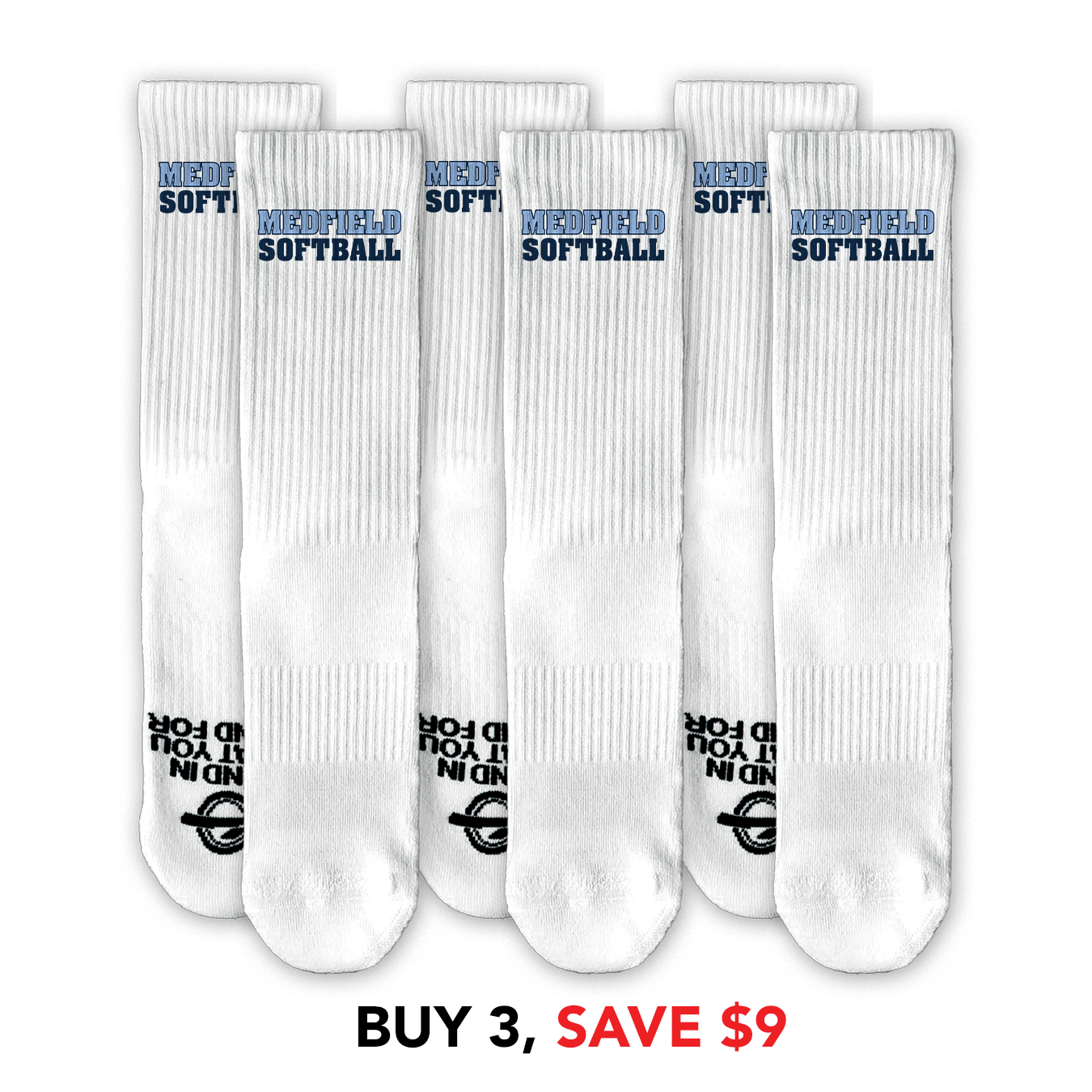 Medfield Softball Lifestyle Sock Three Pack