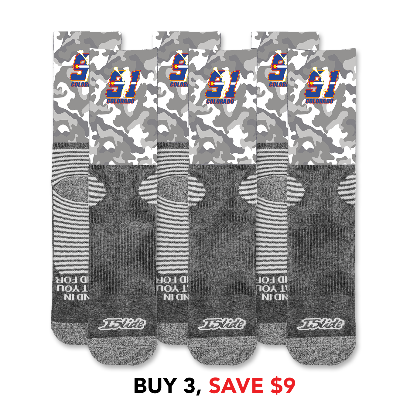 Team 91 Colorado Girls Camo Socks Bundle