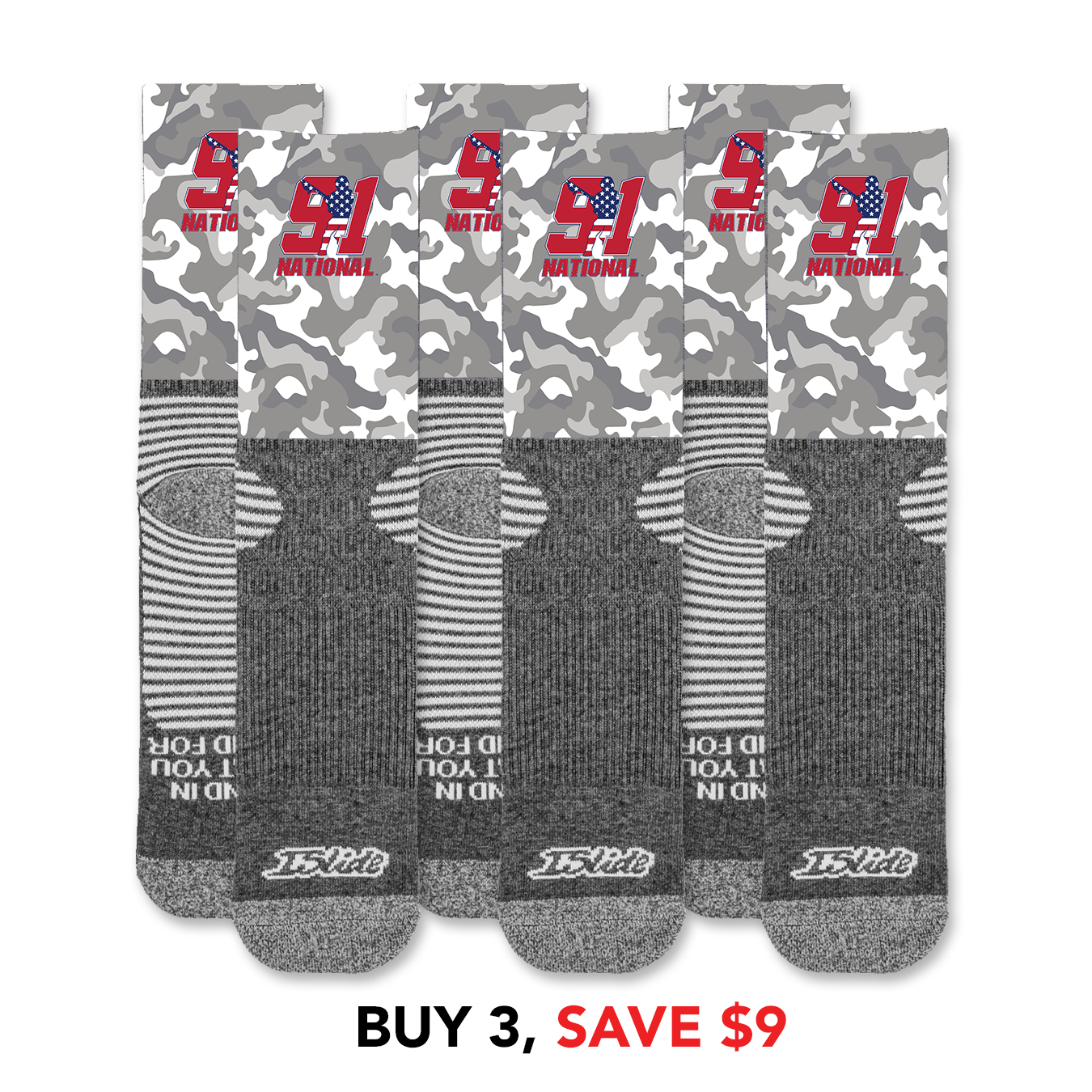 Team 91 National Boys Camo Socks Bundle