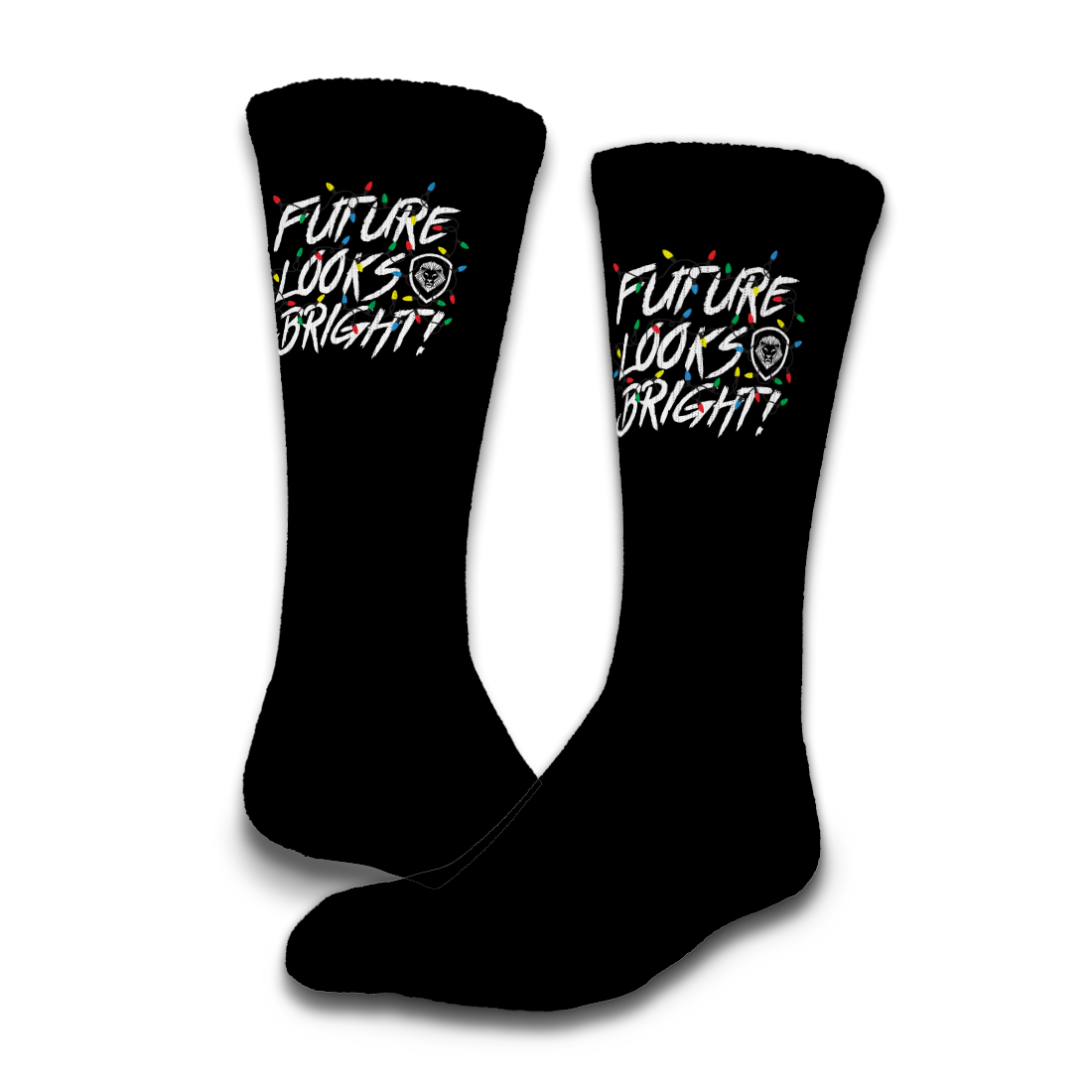 Valuetainment Future Looks Bright Holiday Black Socks