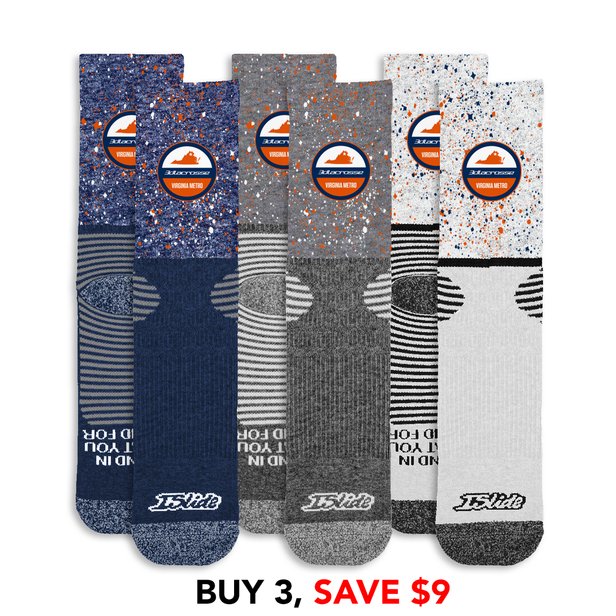 3d Virginia Metro Speckle Socks Bundle