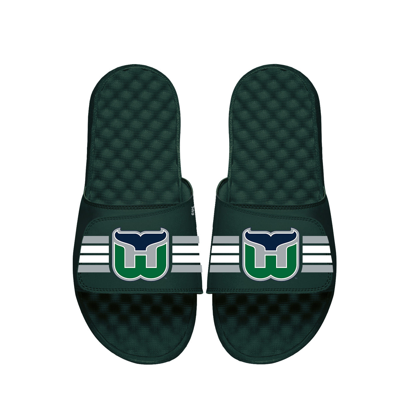 Hartford Whalers Dark Green Vintage Stripes Slides