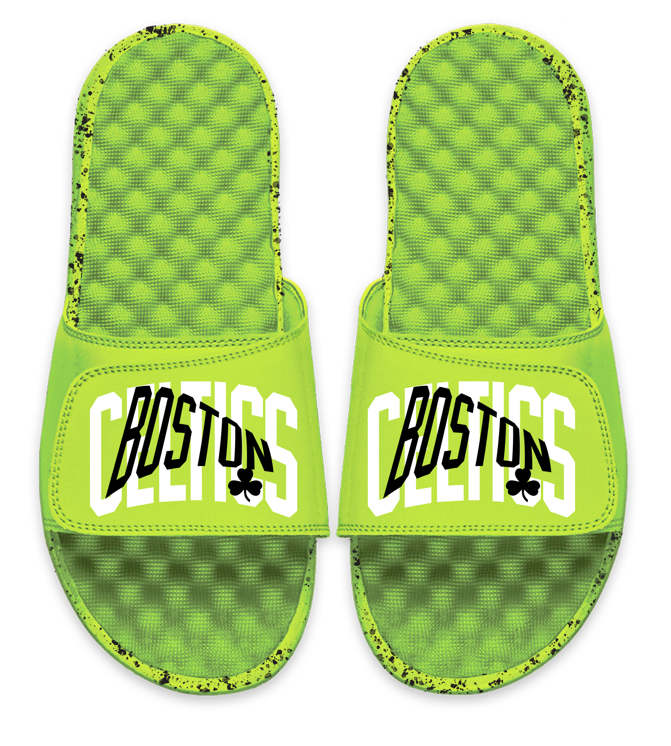 Celtics Wordmark Neon Green Slides